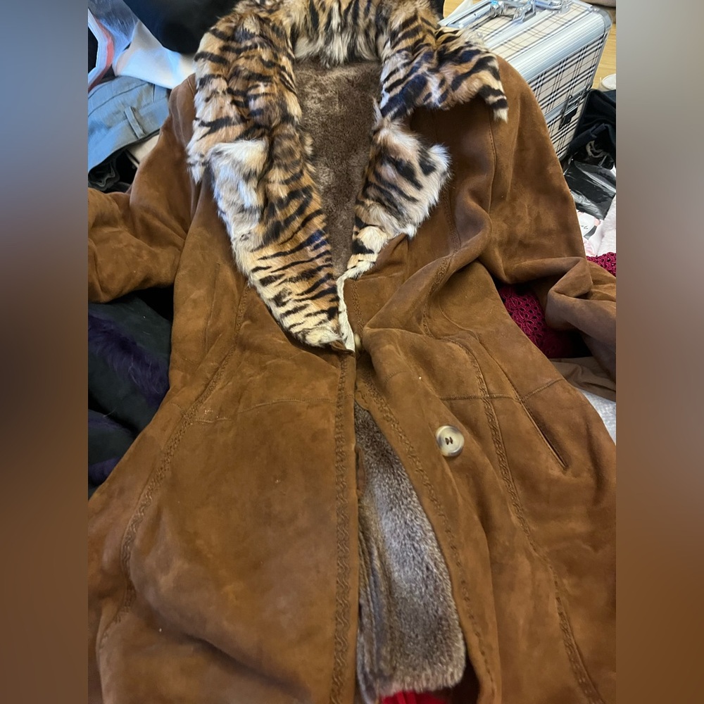 Shearling real leather and fur holt renfrew 3/4 coat/jacket